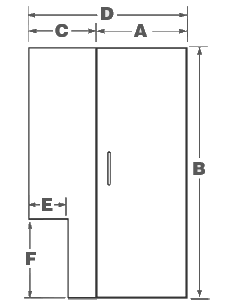 Notched Panel and Glass Door